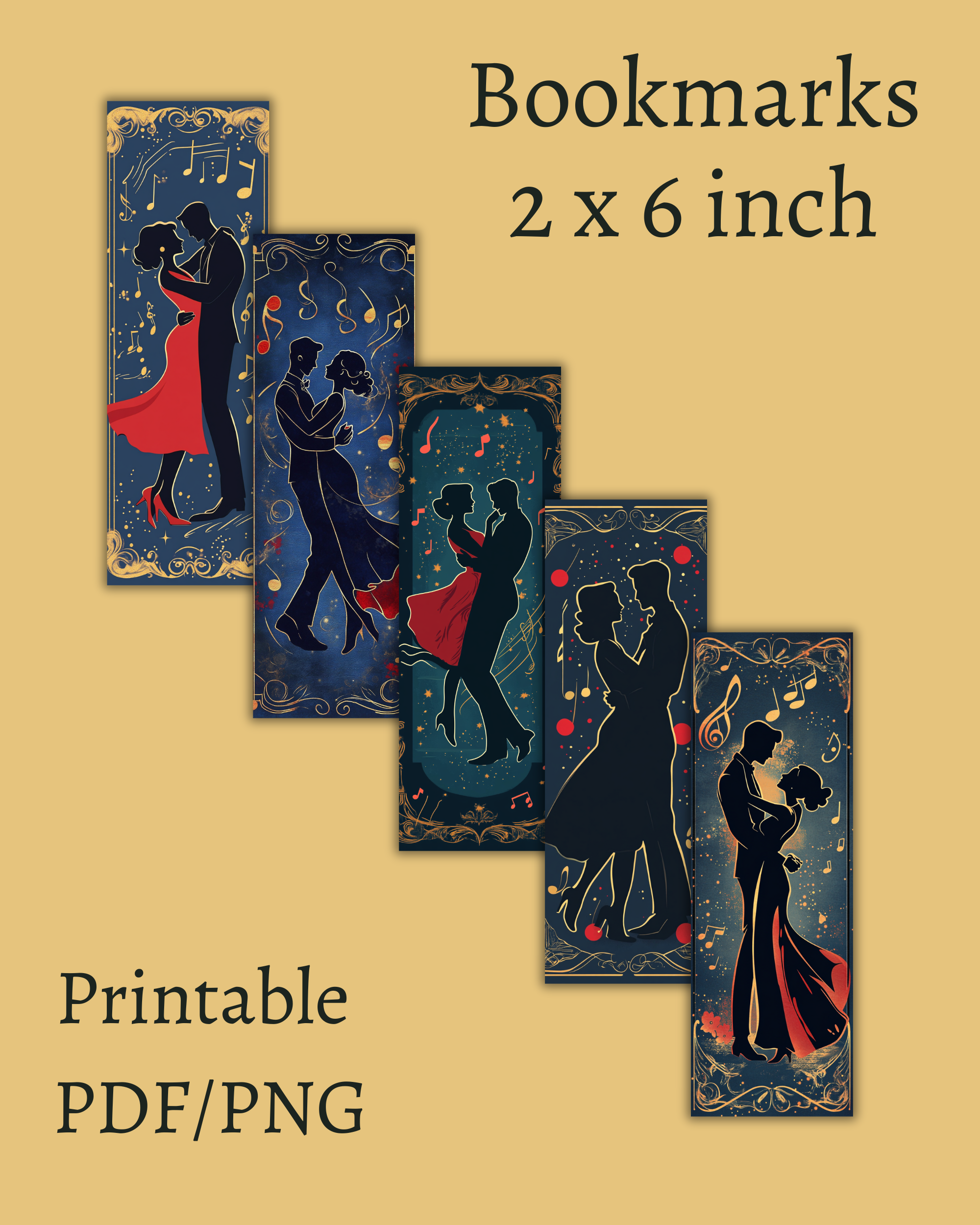 Printable 10 x 1940s Swing Dancers Bookmarks, Instant Download PDF/PNG - Image 3