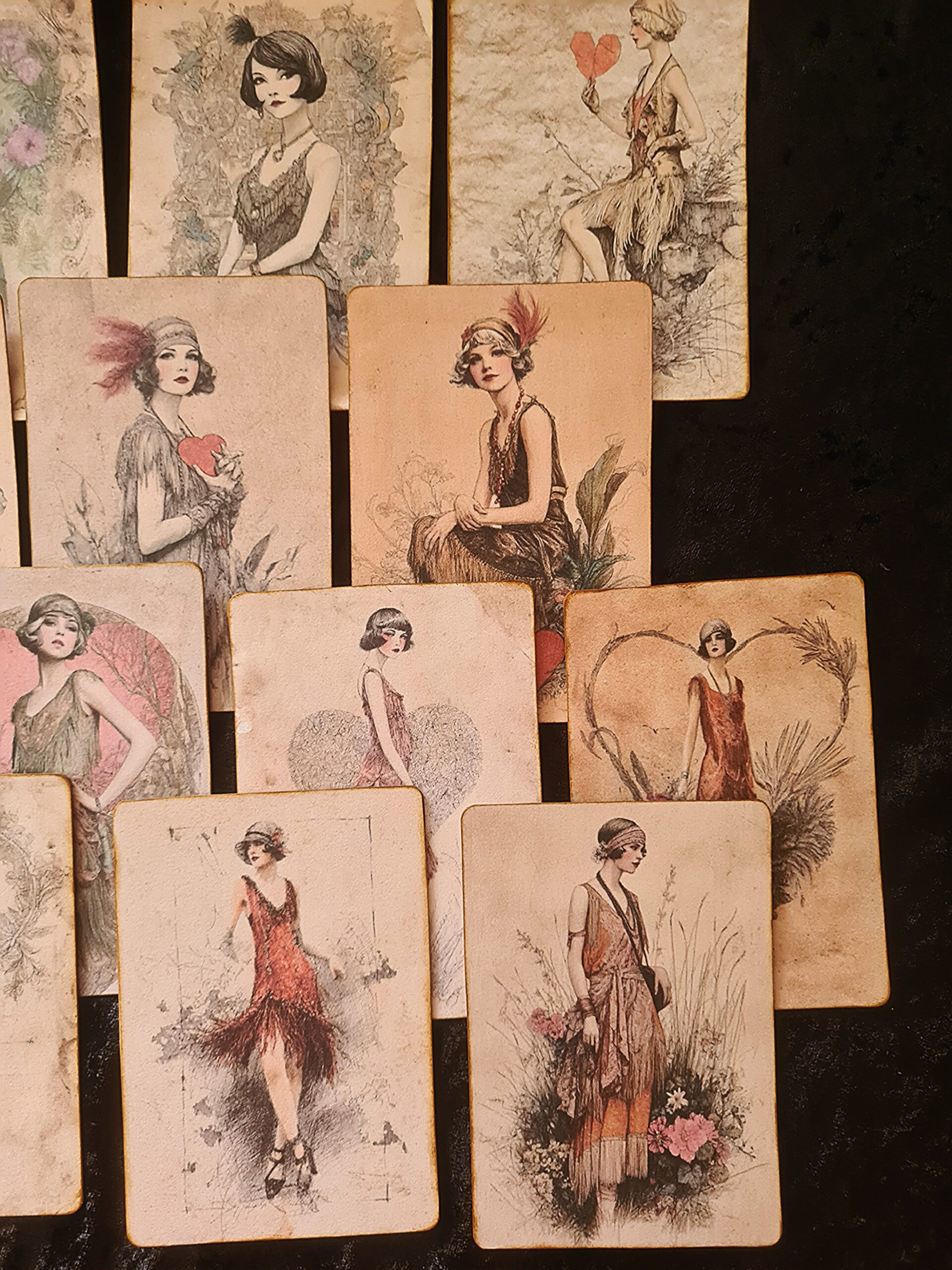 Set of 20 x Handmade Junk Journal Cards, Handmade Vintage 1920s Ladies Theme Ephemera - Image 4
