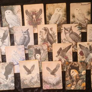 Set of 20 x Handmade Junk Journal Cards, Vintage Birds of Prey Theme Ephemera