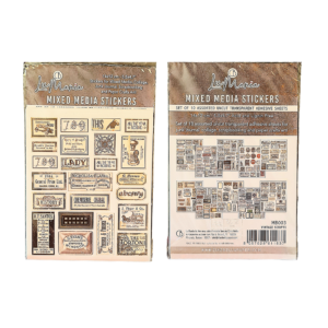 Vintage Scripts. Mixed Media Uncut Transparent Adhesive Sticker Sheets 10 Pack