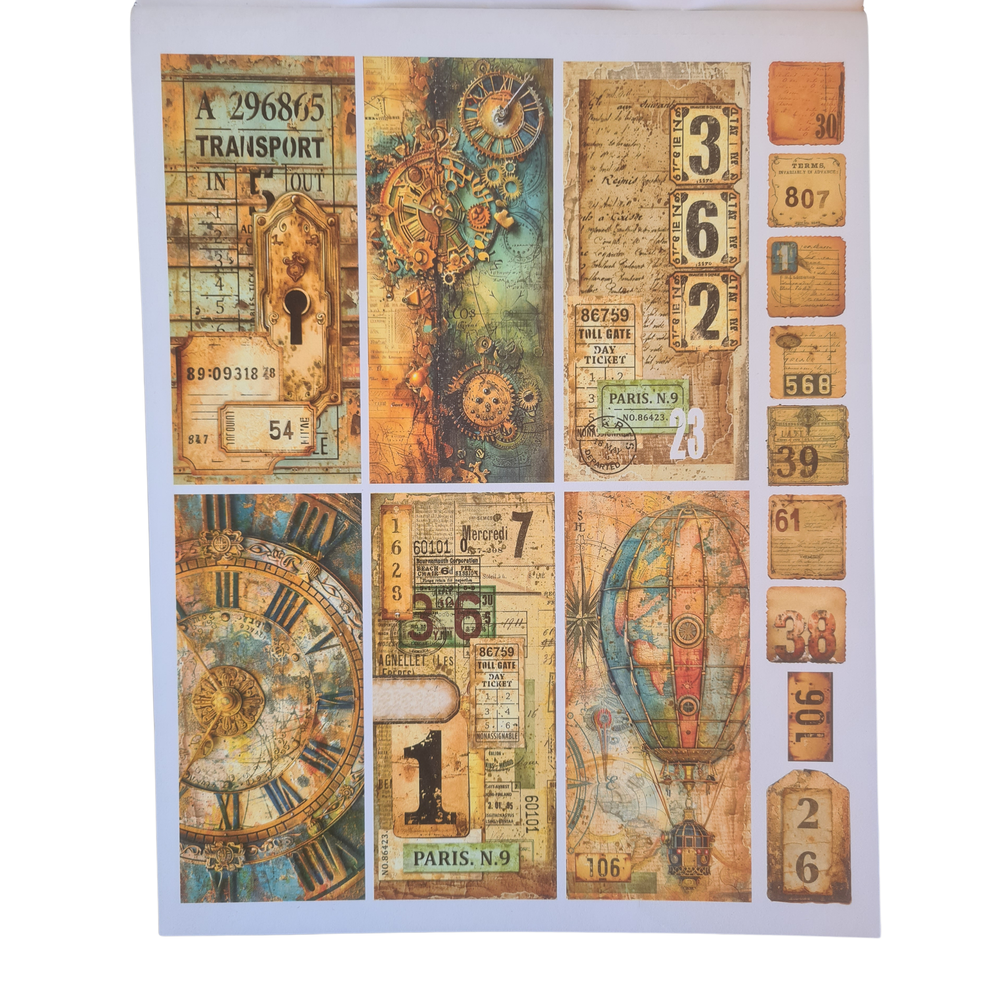 Past Time Mixed Media Book, Steampunk, Grunge, 50 double sided Pages - Image 4